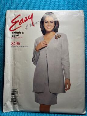 McCalls 8496 Sewing pattern dress blazer size 16 18 20 22